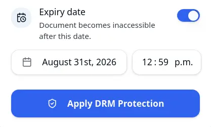 Access expiration setting for a protected PDF document
